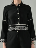 Myshka Women Black Embroidered Co-Ord Set - Distacart