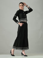 Myshka Women Black Embroidered Co-Ord Set - Distacart