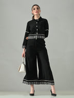 Myshka Women Black Embroidered Co-Ord Set - Distacart