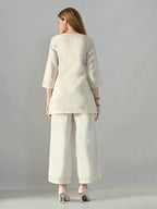 Myshka Women Off White Multicolor Thread Embroidered Co-Ord Set