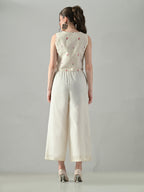 Myshka Women Off White Multicolor Thread Embroidered Co-Ord Set