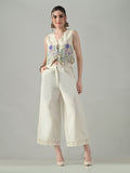 Myshka Women Off White Multicolor Thread Embroidered Co-Ord Set