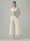 Myshka Women Off White Multicolor Thread Embroidered Co-Ord Set