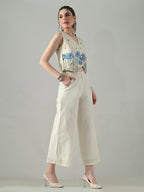 Myshka Women Off White Multicolor Thread Embroidered Co-Ord Set