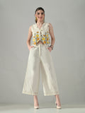 Myshka Women Off White Multicolor Thread Embroidered Co-Ord Set