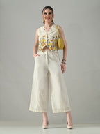 Myshka Women Off White Multicolor Thread Embroidered Co-Ord Set