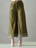 Myshka Women Olive Green Embroidered Co-Ord Set - Distacart
