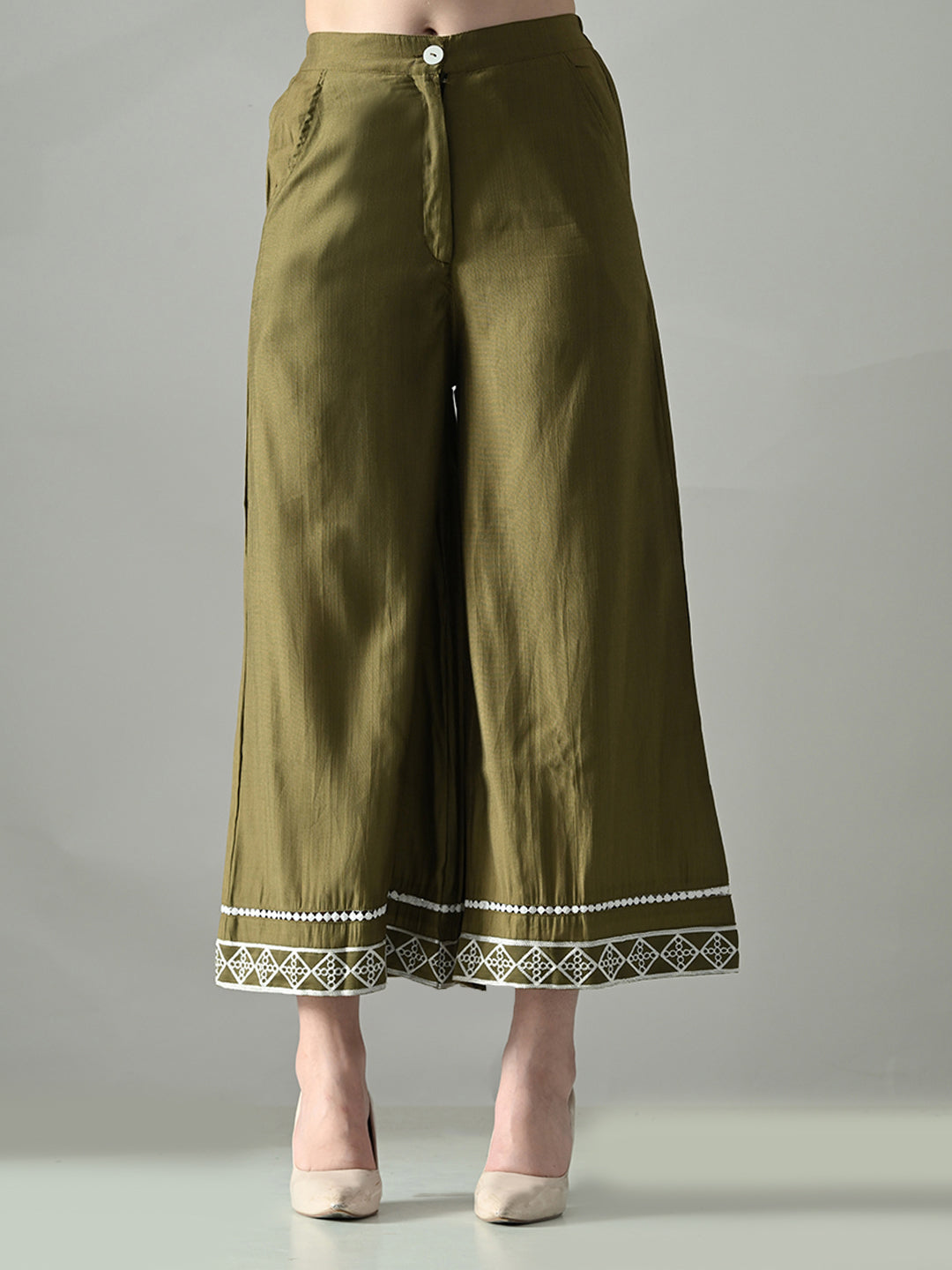 Myshka Women Olive Green Embroidered Co-Ord Set - Distacart