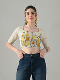 Myshka Women Off White Multicolor Thread Embroidered Saree Blouse - Distacart