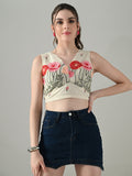 Myshka Women Off White Multicolor Thread Embroidered Saree Blouse - Distacart