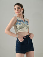 Myshka Women Off White Multicolor Thread Embroidered Saree Blouse - Distacart