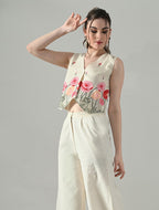 Myshka Women Off White Multicolor Thread Embroidered Waistcoat - Distacart
