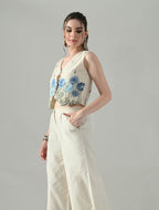 Myshka Women Off White Multicolor Thread Embroidered Waistcoat - Distacart