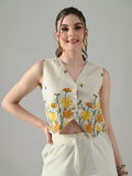Myshka Women Off White Multicolor Thread Embroidered Waistcoat - Distacart