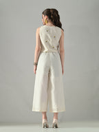 Myshka Women Off White Multicolor Thread Embroidered Waistcoat - Distacart