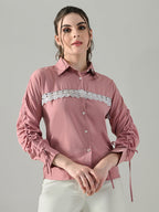 Myshka Women Pink Lace Embellished Shirt - Distacart
