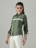 Myshka Women Green Lace Embellished Shirt - Distacart