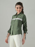 Myshka Women Green Lace Embellished Shirt - Distacart
