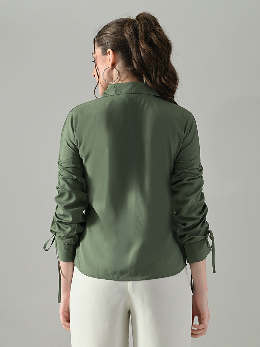 Myshka Women Green Lace Embellished Shirt - Distacart