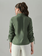 Myshka Women Green Lace Embellished Shirt - Distacart