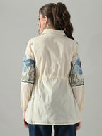 Myshka Women Off White Multicolor Thread Embroidered Shirt - Distacart