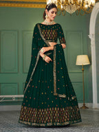 Myra Green Georgette Embroidered Designer Lehenga