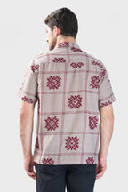 Xkind Light Maroon Embroidered Releaxed Fit Shirt