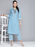 HERE&NOW Women Ethnic Motifs Printed Pure Cotton Kurta with Palazzos