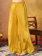 Myshka Women Yellow Embroidered Off Shoulder Kurta Set Festive Wear - Distacart
