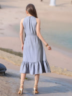 Myshka Girls Linen Cotton Embroidered Maxi Dress