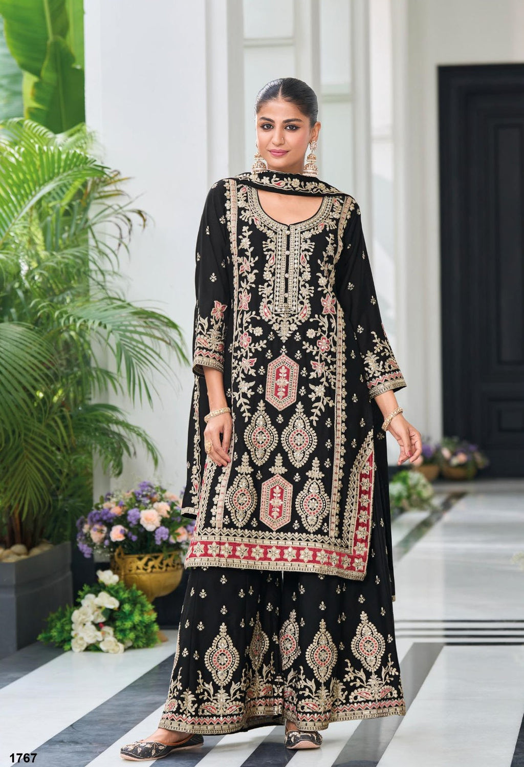 Anaita Black Heavy Chinon With Embroidery Readymade Sharara Suit - Distacart