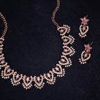 Tehzeeb Creations Lavender Colour Sparkle Stone Studded Necklace With Earrings