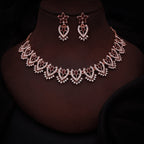 Tehzeeb Creations Maroon Colour Sparkle Stone Studded Necklace With Earrings
