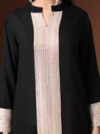 Myshka Women Black Rayon Three-Forth Sleeve Kurta with Trouser - Distacart
