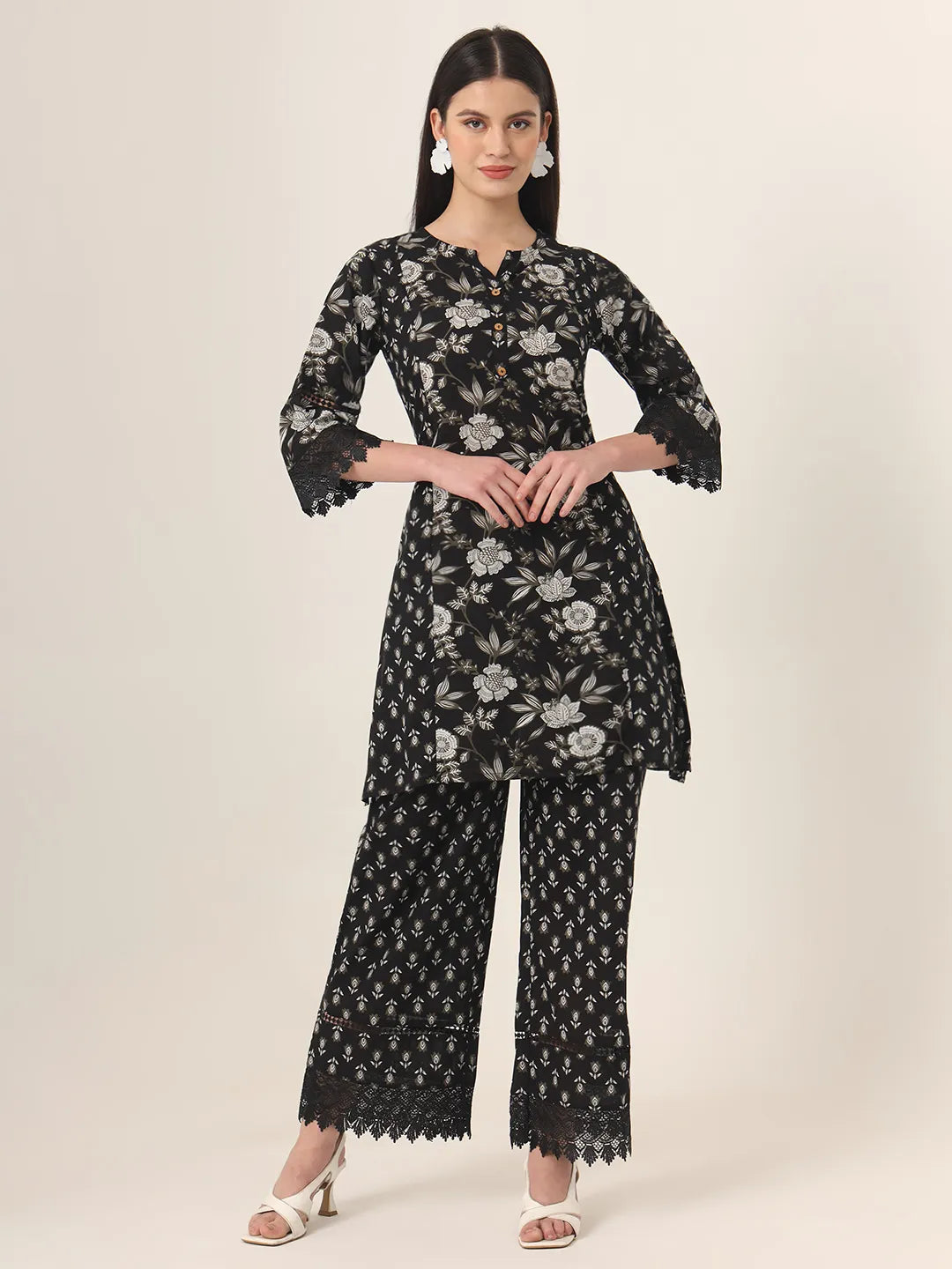 Yufta Black Pure Cotton Co Ord Set