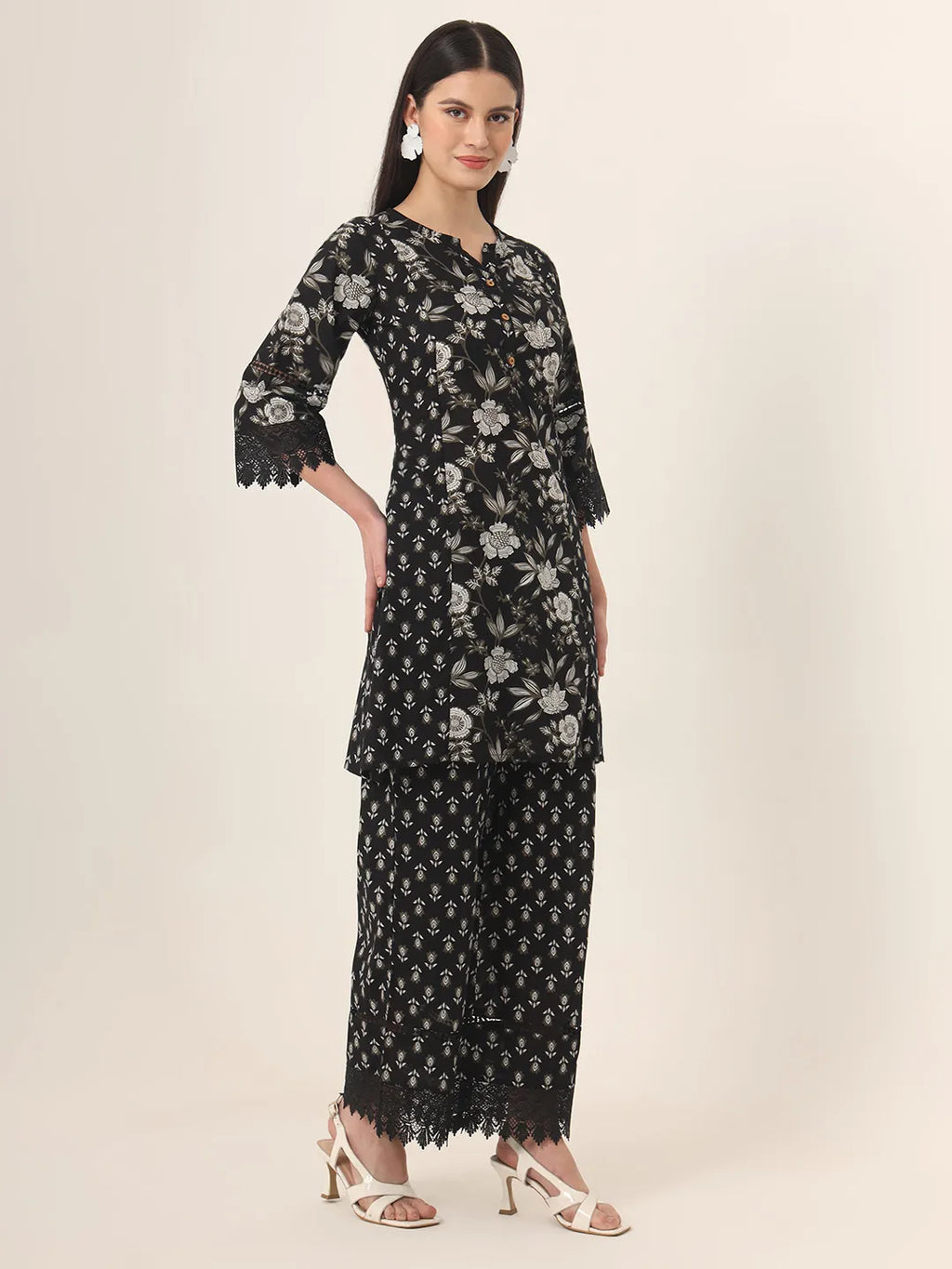 Yufta Black Pure Cotton Co Ord Set