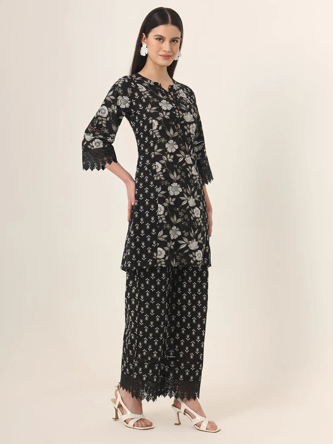 Yufta Black Pure Cotton Co Ord Set