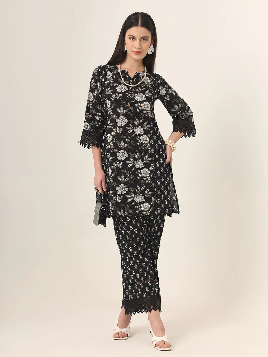 Yufta Black Pure Cotton Co Ord Set