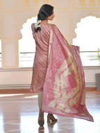 Vaasva Women's Pale Pink Silk Digital Printed Suit Set