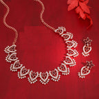 Tehzeeb Creations Maroon Colour Sparkle Stone Studded Necklace With Earrings