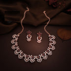 Tehzeeb Creations Maroon Colour Sparkle Stone Studded Necklace With Earrings