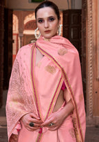 Anaita Peach Pure Satin Silk With Zari Weaving Saree With Blouse - Distacart