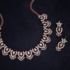 Tehzeeb Creations Sky Blue Colour Sparkle Stone Studded Necklace With Earrings