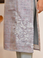 Vaasva Women's Shadow Grey Tissue Shimmer Digital Printed Suit Set