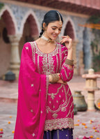 Anaita Rani Pink Premium Embroidered Chinon Readymade Salwar Suit - Distacart