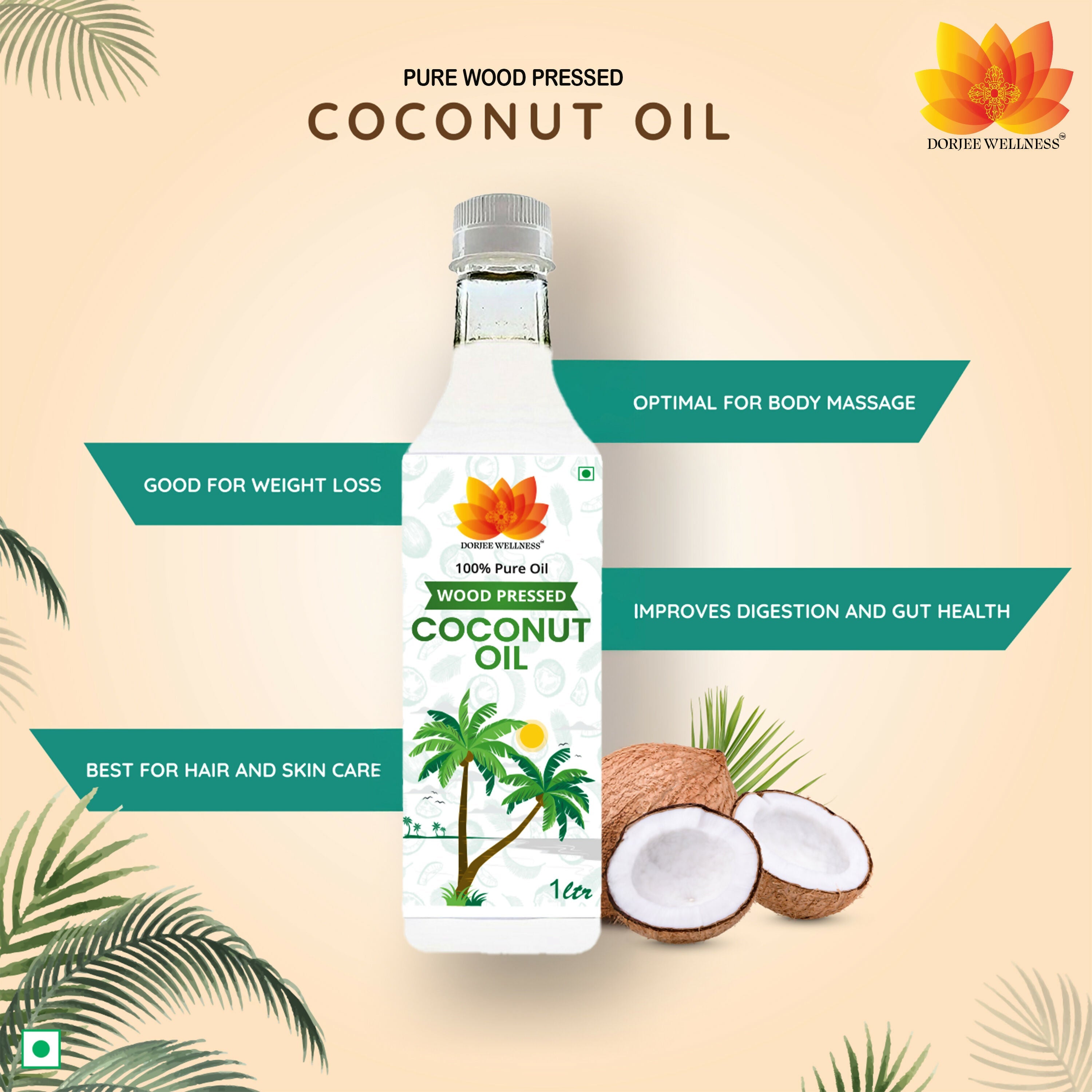 Dorjee Wellness Wood Pressed Coconut Oil - Distacart