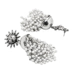 Tehzeeb Creations Women's Silver Colour Oxidised Earrings With White Pearl - Distacart
