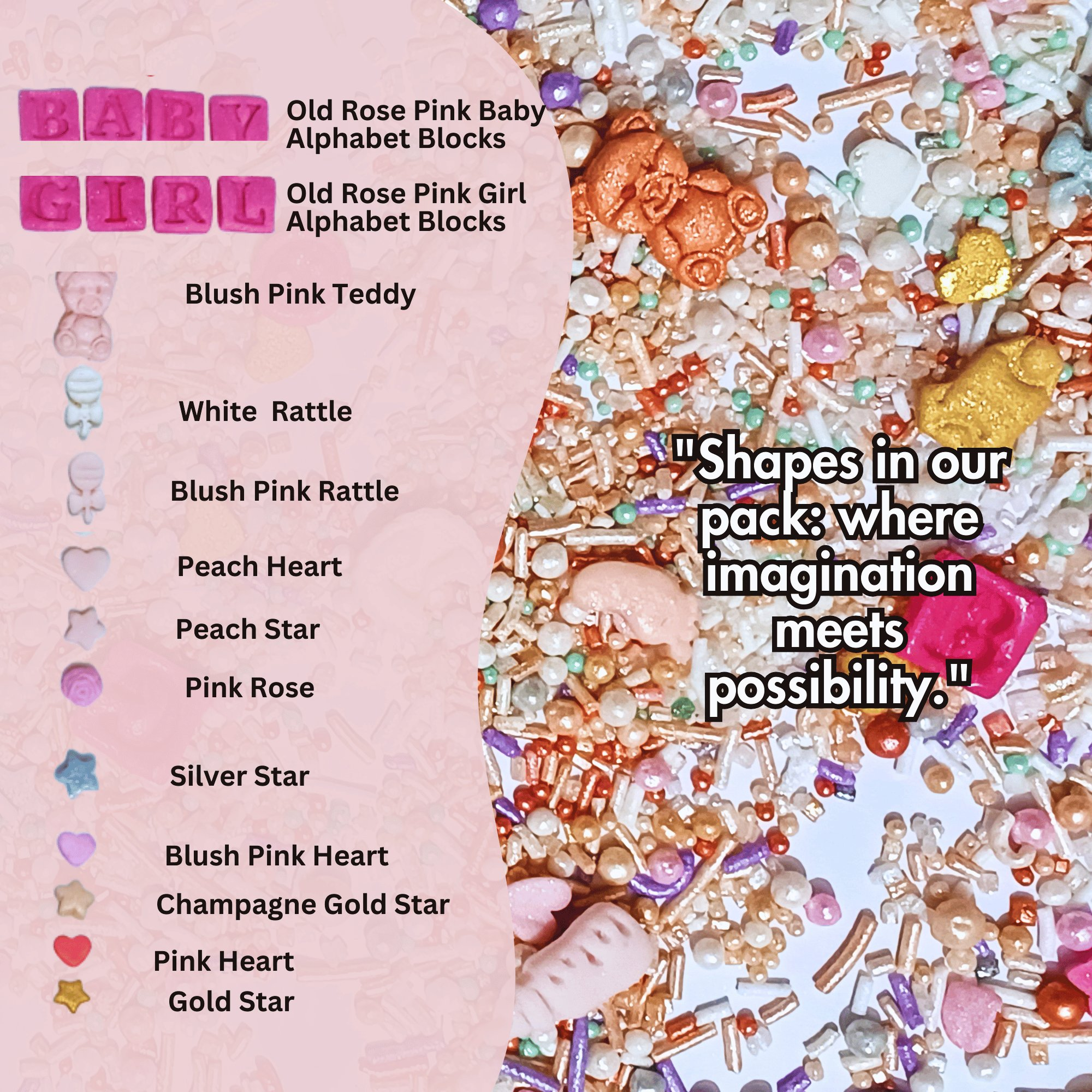 confect girls baby shower sprinkles mix silver gold blush pink sprinkles pack of 5 baby shower 16