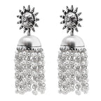 Tehzeeb Creations Women's Silver Colour Oxidised Earrings With White Pearl - Distacart