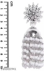 Tehzeeb Creations Women's Silver Colour Oxidised Earrings With White Pearl - Distacart